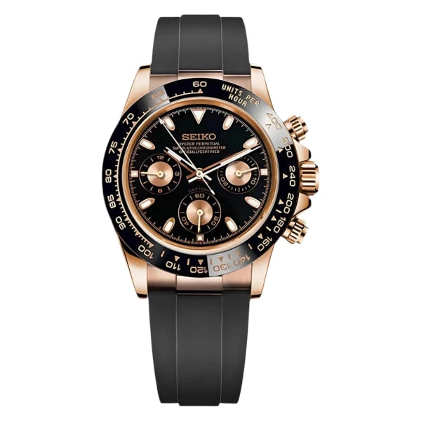 Daytona - Black Rosegold Rubber
