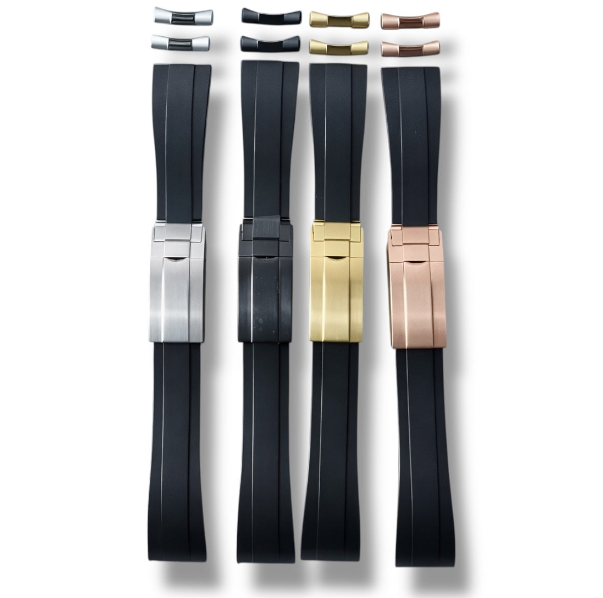 Black Rubber Strap with Clasp 22 mm