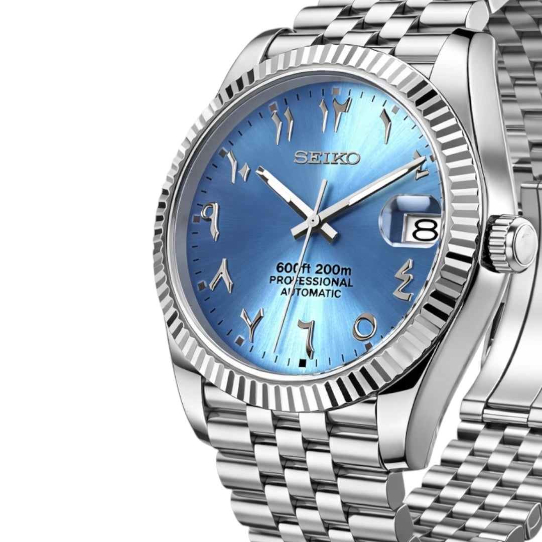 Seikojust - baby blue arabic dial